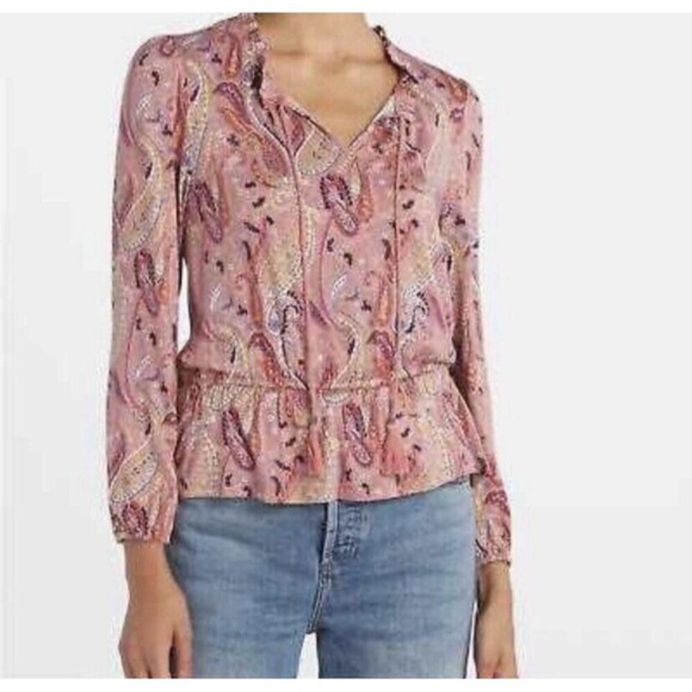 Les Serein Medium Pink Paisley‎ Print Top Stitch Fix Boho Western Stevie Nick
